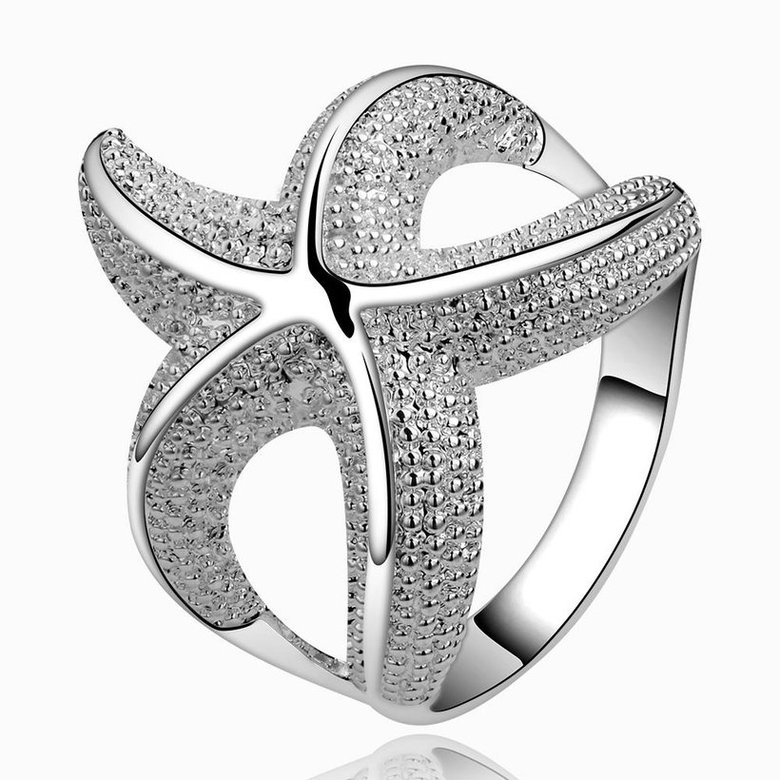 Wholesale Factory Price Silver plated Jewelry Paved Full White Zircon Stone Cute Seastar Rings best gift for Girls TGSPR310