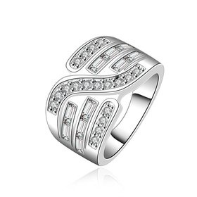 Wholesale jewelry big wide Silver plated rings Wedding Rings For Women With High Quality Zirconia Female Ring TGSPR447