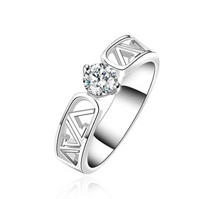 Wholesale Fashion Punk Style V Shape Hollow Silver plated Crystals zircon Ring For Women Vintage Romantic Jewelry Best Friend Gift TGSPR494