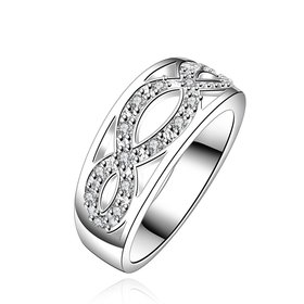 Wholesale Fashion Silver rings from China Infinity Love 8 shape CZ Finger Ring for Women Wedding Engagement Jewelry Gift TGSPR520