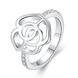 Wholesale New Design Hollow Rose Flower Finger Rings for Women Silver Wedding engagement party jewelry Ring Gift TGSPR029