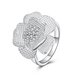 Wholesale New Style Famous Brand Jewelry Big Flower Shape Cubic Zirconia silver Finger Rings For Women Evening Party jewelry TGSPR052