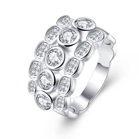 Wholesale Silver Stackable round CZ Zirconia Finger Rings For Women High Quality Wedding Engagement Jewelry Gift TGSPR123