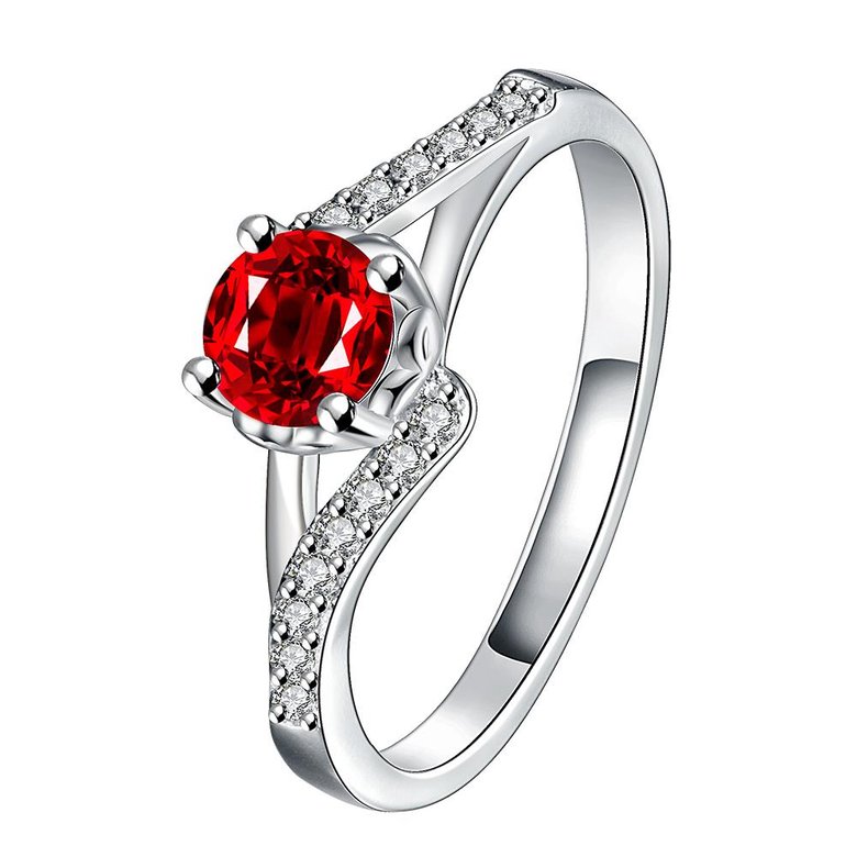 Wholesale Fashion Female Ring from China Jewelry Red Round Circle Zircon Rings for Women Girl Jewelry Girlfriend Birthday Gift TGSPR443