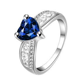 Wholesale Hot sale rings Heart blue Zircon Rings For Women Wedding Jewelry Vintage Fashion CZ Stone Engagement Promise jewelry Bridal TGSPR554