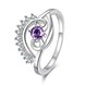 Wholesale Cute Female Girls purple Round Wedding Ring Silver Color CZ Stone Ring Promise Engagement Rings party For Women TGSPR644