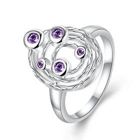 Wholesale Fashion Abstract Ring Galaxy Planet Orbit purple Crystal Ring For Woman Female Engagement Jewelry Cocktail Finger Accessories TGSPR681