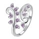 Wholesale Wedding Crystal Silver Color Rings Vine Leaf Design Engagement purple  Zircon Ring Fashion Bijoux For Women Ladies Jewelry Gifts TGSPR708