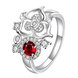 Wholesale Fashion jewelry from China Wedding Band Silver Color Jewelry red Zircon Women Ring Anniversary Gifts TGSPR048