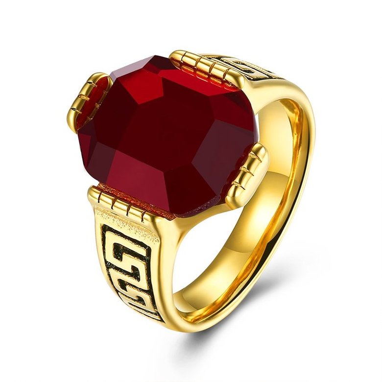 Wholesale Hot sale Euramerican Fashion Vintage big oval Red zircon Stone Signet Ring Men 18K Antique Gold Wedding Band jewelry  TGSTR131