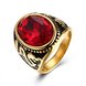 Wholesale Euramerican fashion Vintage big oval red Zircon Stone Rings For Male 18K gold dragon pattern Stainless Steel jewelry Charm Gift  TGSTR137
