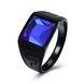 Wholesale Hot Sale vintage Fashion black Stainless steel Men's Signet Ring with big square blue Crystal Stone Rings Good Luck Jewelery TGSTR141