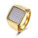 Wholesale Euramerican Trendy Square Weave pattern rings for men 18k gold color stainless steel jewelry cool party accessory TGSTR144