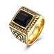 Wholesale Hot sale Euramerican Fashion Vintage Square big black zircon Stone Signet Ring Men 18K Antique Gold Wedding Band jewelry  TGSTR145