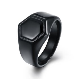 Wholesale Fashion vintage hexagon Black Color Stainless Steel Mens Rings For Boy Friendship gift Jewelry Accessory TGSTR011