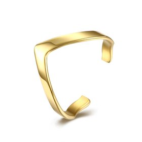 Wholesale New Trendy Romantic V Shapae Anniversary Rings Gold Color open Stainless Steel Wedding Ring Jewelry For Women  TGSTR159