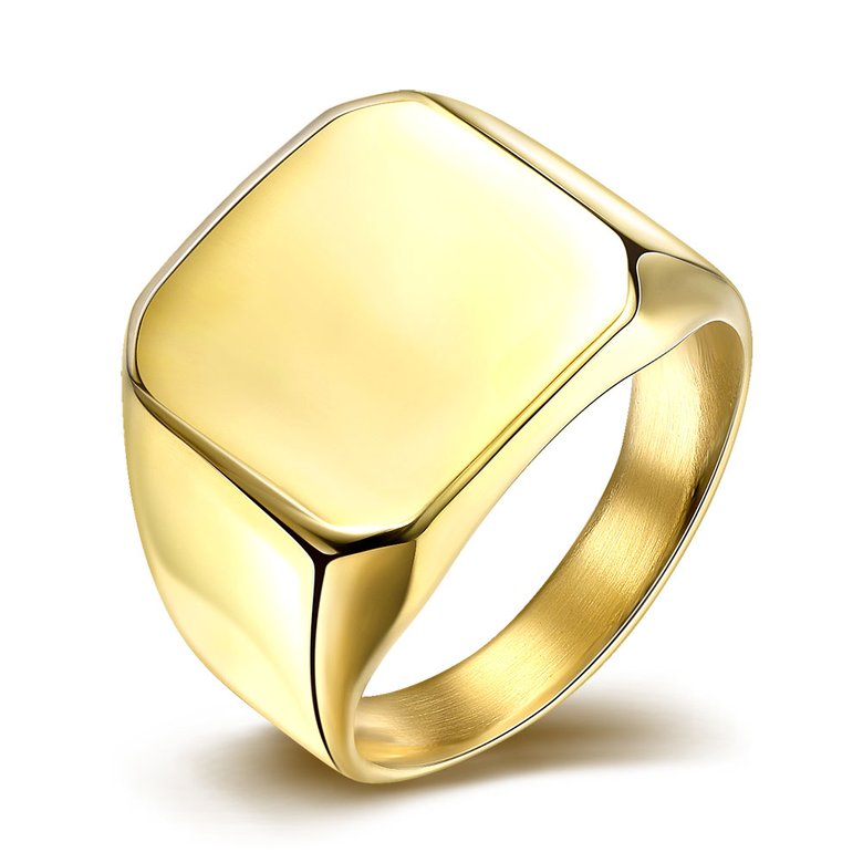 Wholesale Trendy vintage square 24K gold Stainless Steel Mens Rings For Boy Friendship gift Jewelry Accessory TGSTR186