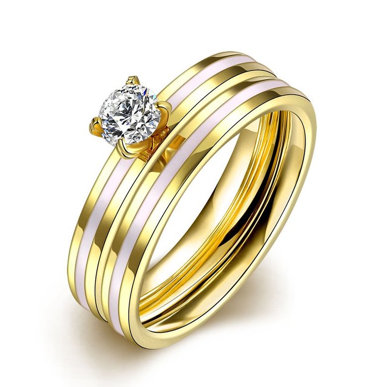 Wholesale Romantic Trendy Wedding women Rings Set Luxury Cubic Zircon Rings  Personality white stripe Ring 24K Gold Fashion Jewelry  TGSTR204