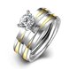 Wholesale  Fashion Yellow stripe ring Stainless Steel Rings For Women Classic Wedding Bands Zircon Finger Jewelry Party Gifts TGSTR002