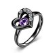 Wholesale Hot selling new arrival Romantic 316L Stainless Steel high quality Black heart Lucky women ring purple zircon Fashion Jewelry TGSTR077