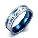Wholesale Romantic Stainless Steel Ring Blue engrave Declaration of love men Ring Engagement Wedding Band Valentine's Day gift TGSTR086