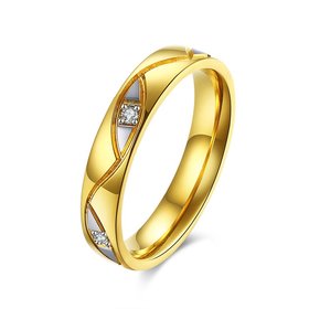 Wholesale Super popular Wedding couple rings  24k gold 2 colors titanium stainless steel zircon diamonds jewelry lover gifts for women TGSTR014