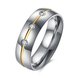 Wholesale Fashion inlay Golden stripe Bling three CZ Wedding Rings For men Stainless Steel Love Gifts TGSTR031