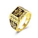 Wholesale Euramerican Trendy vintage Square black carving rings for men 18k gold color stainless steel jewelry  TGSTR113