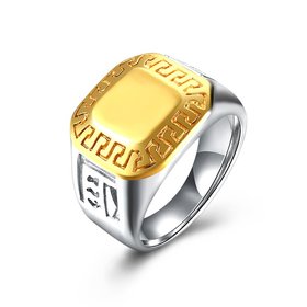 Wholesale Fashion gold square surface silver color Men Ring Gothic Stainless Steel Rings unique Man Wedding Party Ring Jewelry  TGSTR114