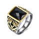 Wholesale Euramerican fashion Vintage square black Zircon Stone Finger Rings For Men Male 18K gold Stainless Steel jewelry Charm Gift  TGSTR116