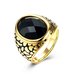 Wholesale Euramerican fashion Vintage oval black Zircon Stone Finger Rings For Men Male 18K gold Stainless Steel jewelry Charm Gift  TGSTR123