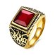 Wholesale Euramerican Fashion Vintage Square Red zircon Stone Signet Ring Men Antique Gold Wedding Band jewelry  TGSTR003