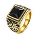Wholesale Hot sale Euramerican Fashion Vintage big Square black zircon Stone Signet Ring Men 18K Antique Gold Wedding Band jewelry TGSTR059