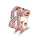 Wholesale Trendy Rose Gold Geometric White Crystal Ring TGGPR764