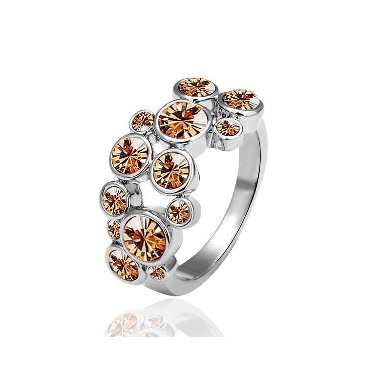 Wholesale Classic Platinum Round Brown Rhinestone Ring TGGPR807