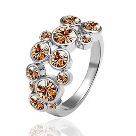 Wholesale Classic Platinum Round Brown Rhinestone Ring TGGPR807