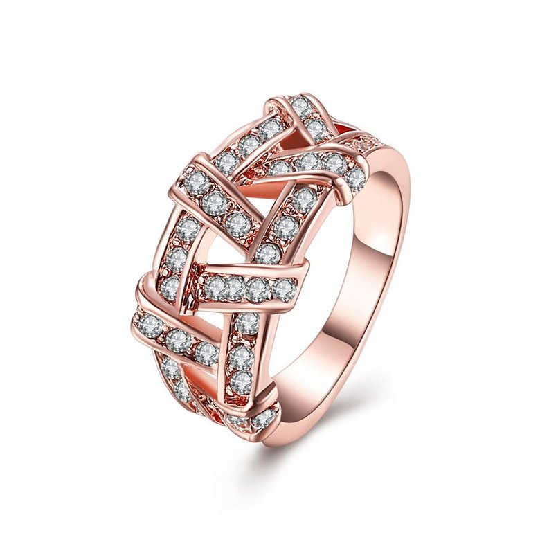 Wholesale Trendy Rose Gold White Rhinestone Ring TGGPR851