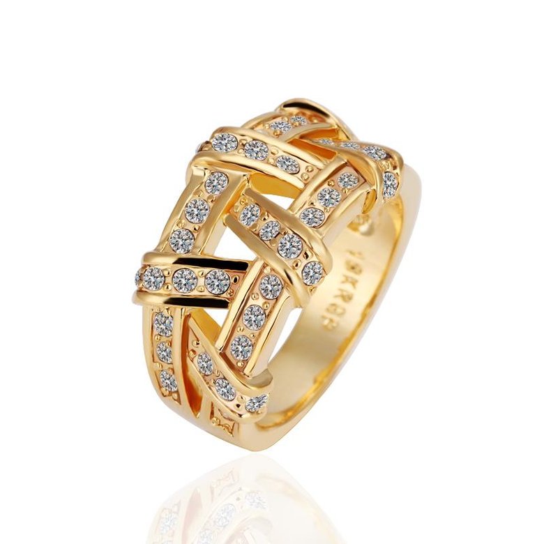Wholesale Trendy 24K Gold White Rhinestone Ring TGGPR860