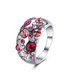 Wholesale Trendy Platinum Geometric Pink Rhinestone Ring TGGPR887
