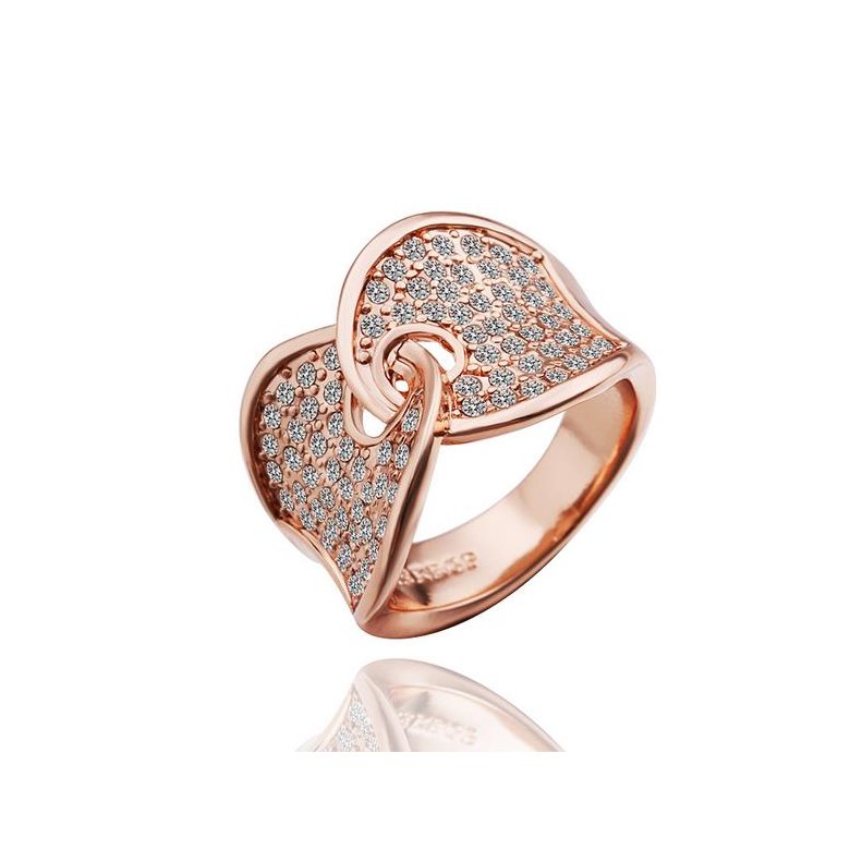 Wholesale Trendy Rose Gold Geometric White Rhinestone Ring TGGPR1048