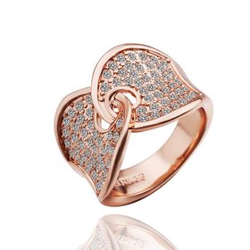 Wholesale Trendy Rose Gold Geometric White Rhinestone Ring TGGPR1048