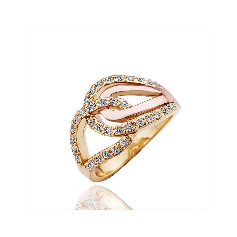Wholesale Classic 24K Gold Geometric White Rhinestone Ring TGGPR1054