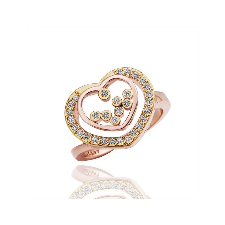 Wholesale Romantic Rose Gold Heart White Rhinestone Ring TGGPR1108