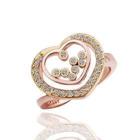 Wholesale Romantic Rose Gold Heart White Rhinestone Ring TGGPR1108
