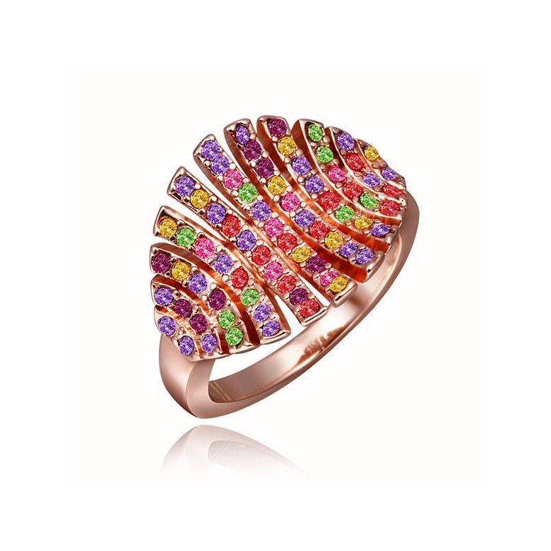 Wholesale Trendy Rose Gold Geometric Multi Rhinestone Ring TGGPR1128