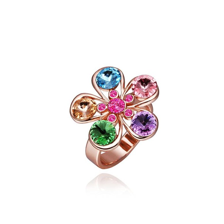 Wholesale Trendy Rose Gold Plant Multi Crystal Ring TGGPR1212