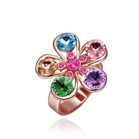 Wholesale Trendy Rose Gold Plant Multi Crystal Ring TGGPR1212