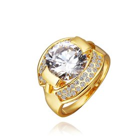 Wholesale Trendy 24K Gold Round White CZ Ring TGGPR1252