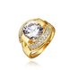 Wholesale Trendy 24K Gold Round White CZ Ring TGGPR1252