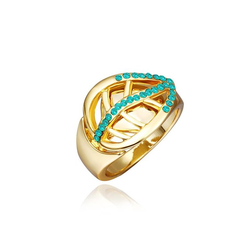 Wholesale Trendy 24K Gold Plant Green Crystal Ring TGGPR1316